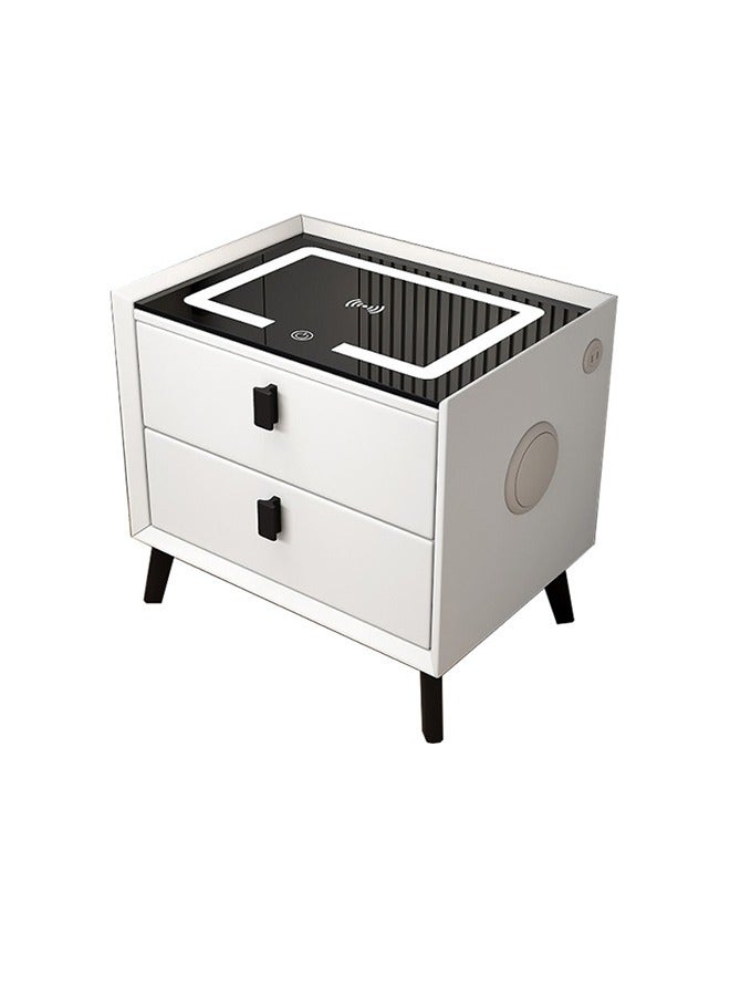Generic White Smart Bedside Table With Wireless Charging, Adjustable Lighting, Bluetooth Speaker And USB Interface.   Two-Drawer Storage Cabinets, Bedside Cupboard, Nightstand, Night Table, Side Table, And Living Room Storage Cabinets. 50cm×40cm×46cm.  - Image 1