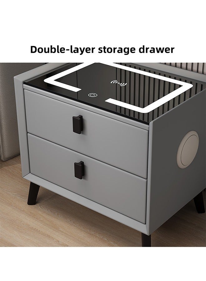 Generic White Smart Bedside Table With Wireless Charging, Adjustable Lighting, Bluetooth Speaker And USB Interface.   Two-Drawer Storage Cabinets, Bedside Cupboard, Nightstand, Night Table, Side Table, And Living Room Storage Cabinets. 50cm×40cm×46cm.  - Image 3