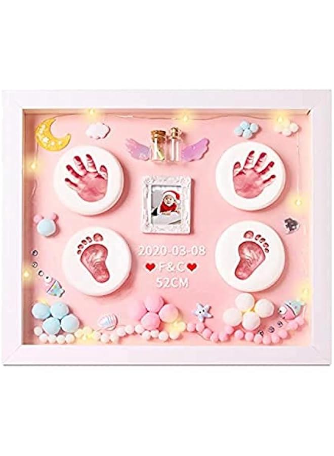 Gonice INNUBEE Premium Baby Hand and Footprint Kit - Newborn Keepsakes for Baby Boys and Girls - Non-Toxic Ink and Clay Kit with White Photo Frame, for Baby Shower, Baby Registry and Nursery Decor (Pink) - Image 1