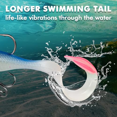TRUSCEND Duramax Easy Catch TPE Soft Fishing Lures with BKK Hooks Trembly Sinking and Vibrating Swim for More Bites Prerigged TearResistant Swimbaits for Bass Trout Crappie Freshwater Saltwater - Image 3