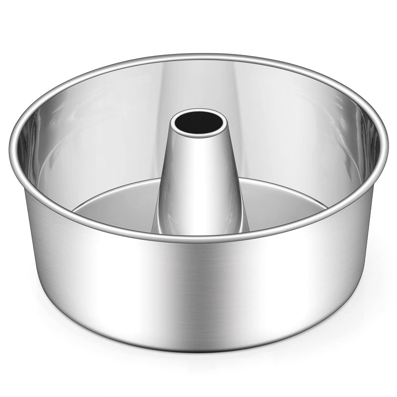 Efar Angel Food Cake Pan 10Inch Stainless Steel Tube Pan for Baking Pound Chiffon Cake Onepiece Design  Nontoxic Dishwasher Safe
