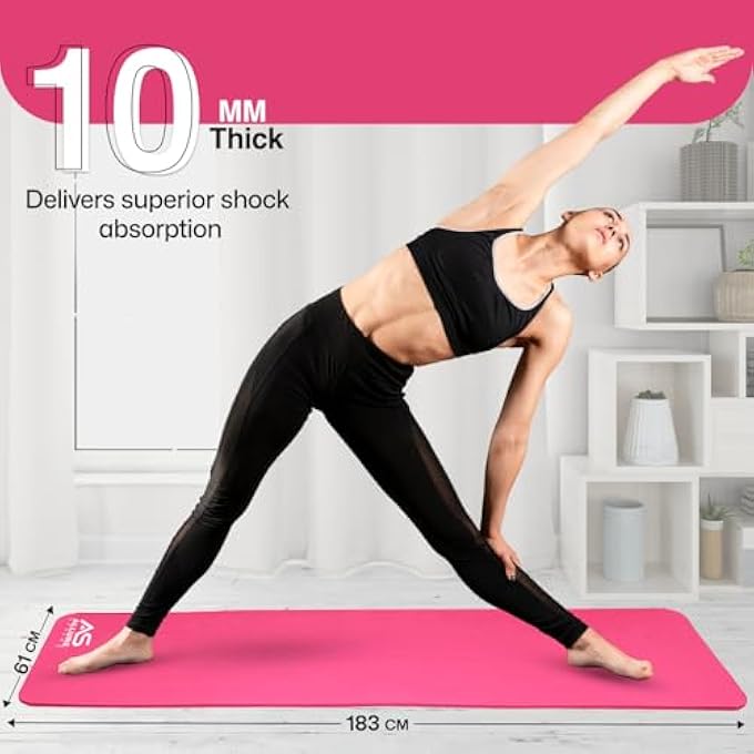 Allure Sphere Yoga Mat With Strap 10Mm Thick Non-Slip Nbr Floor Exercise Matt For Pilates Gymnastics Aerobic Stretching Fitness Workout Home Gym Mats Hiking Camping Outdoor - Image 4