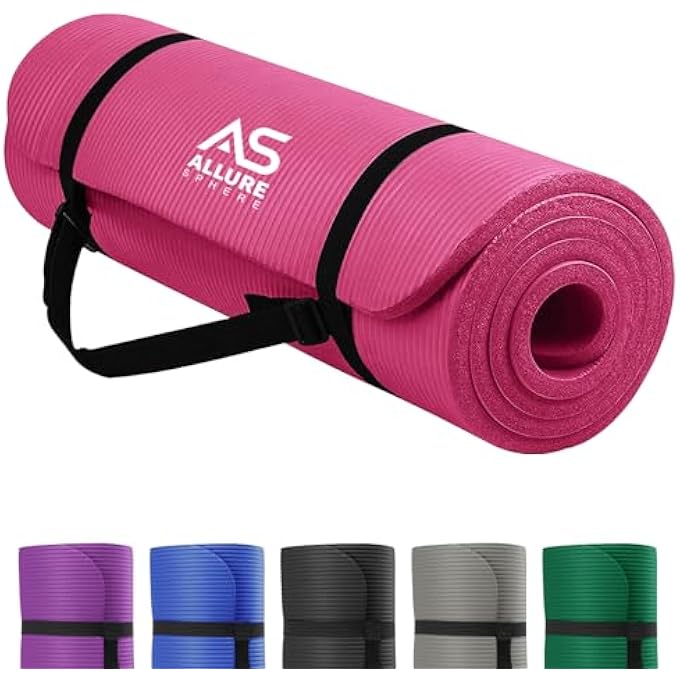 Allure Sphere Yoga Mat With Strap 10Mm Thick Non-Slip Nbr Floor Exercise Matt For Pilates Gymnastics Aerobic Stretching Fitness Workout Home Gym Mats Hiking Camping Outdoor - Image 1