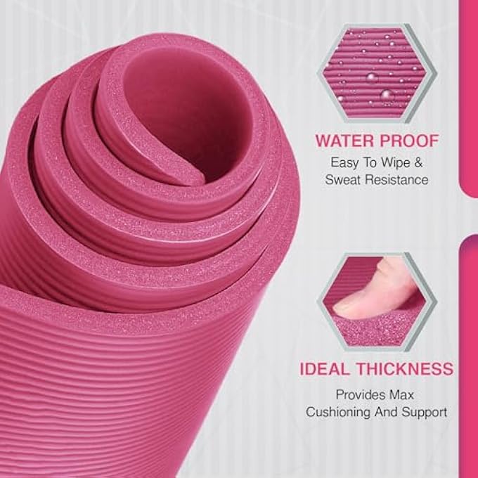 Allure Sphere Yoga Mat With Strap 10Mm Thick Non-Slip Nbr Floor Exercise Matt For Pilates Gymnastics Aerobic Stretching Fitness Workout Home Gym Mats Hiking Camping Outdoor - Image 5