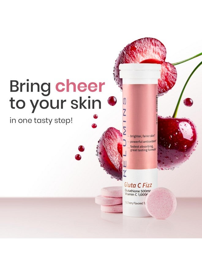 Relumins Gluta C Fizz - Cherry Flavored Glutathione and Vitamin C Effervescent Tablets - Lighten, Refreshes, and Rejuvenate Skin, 15 Tablets - Image 2