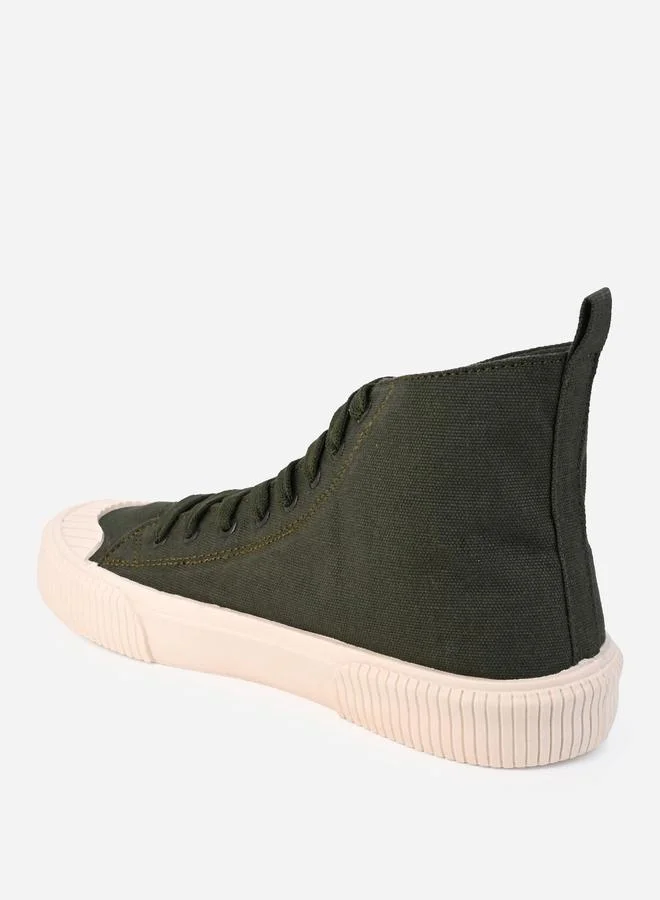 Styli Styli High Top Minimal Print Canvas Sneakers