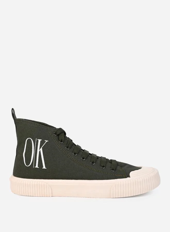 Styli Styli High Top Minimal Print Canvas Sneakers