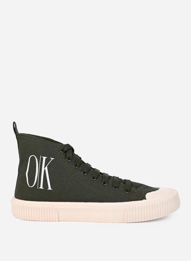 Styli Styli High Top Minimal Print Canvas Sneakers  - Image 4