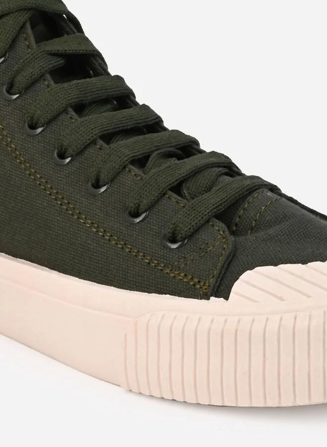 Styli Styli High Top Minimal Print Canvas Sneakers