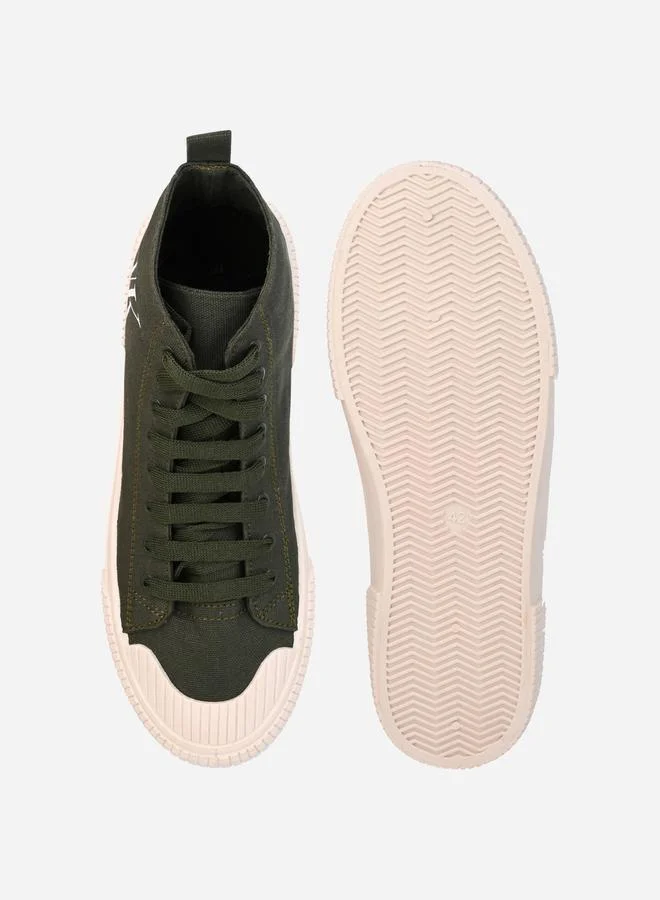 Styli Styli High Top Minimal Print Canvas Sneakers