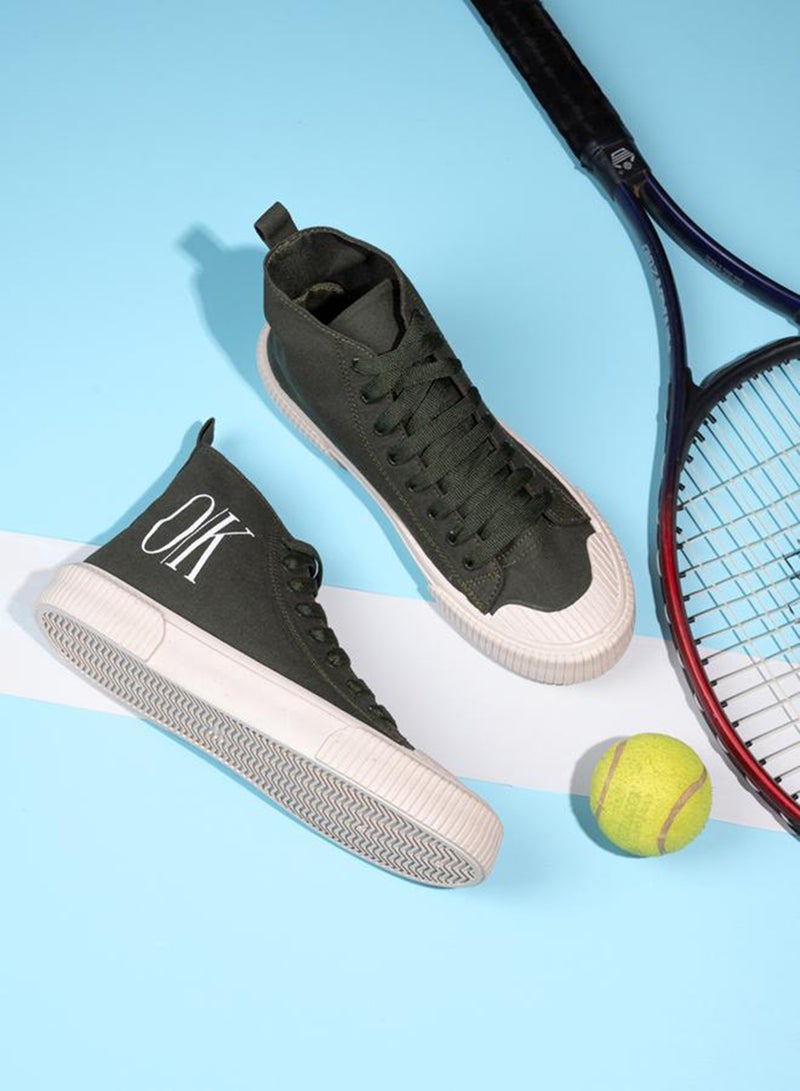 ستايلي أحذية رياضية قماشية عالية الرقبة بطباعة بسيطة - Image 4