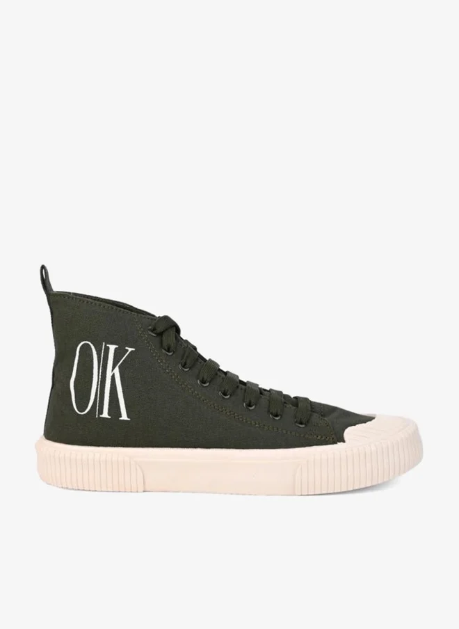 Styli Styli High Top Minimal Print Canvas Sneakers
