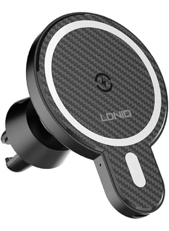 LDNIO Wireless Magnetic Car Mount Phone Holder 15W Fast Wireless Charging Car Charger Air Vent Mount 3 In 1 - Image 2