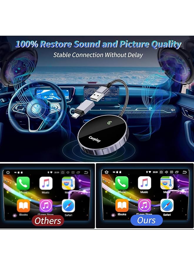 لينجي محول لينجي 2 في 1 لاسلكي كار بلاي لأجهزة آيفون وأندرويد أوتو، دونجل يحول كار بلاي السلكي الأصلي إلى لاسلكي، وصل وشغّل كار بلاي، اتصال واي فاي تلقائي بتردد 5.8 جيجاهرتز، تحديث عبر الإنترنت - Image 3