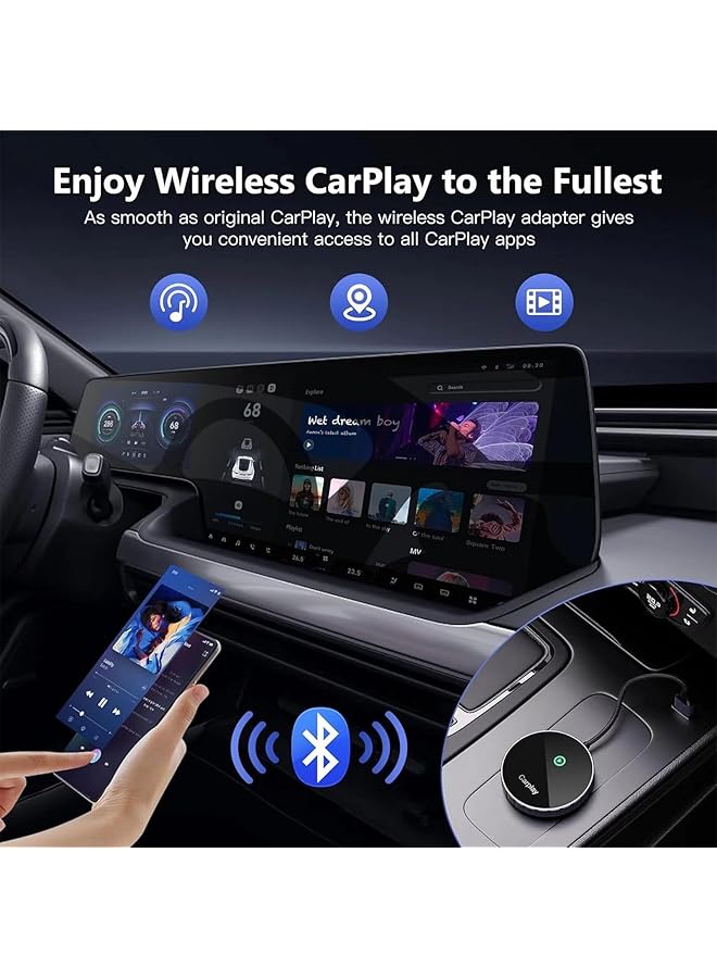 لينجي محول لينجي 2 في 1 لاسلكي كار بلاي لأجهزة آيفون وأندرويد أوتو، دونجل يحول كار بلاي السلكي الأصلي إلى لاسلكي، وصل وشغّل كار بلاي، اتصال واي فاي تلقائي بتردد 5.8 جيجاهرتز، تحديث عبر الإنترنت - Image 4