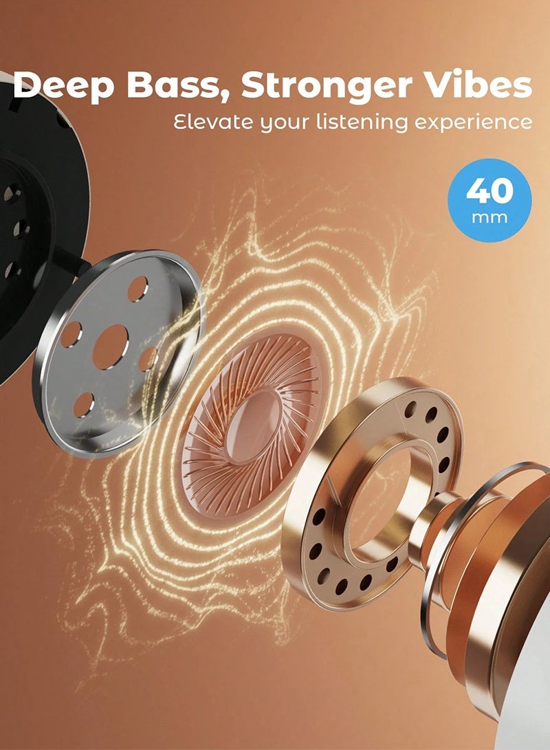 Wireless Headphones, Foldable Stereo Headset with Soft Ear Cushions, Built-in Mic, Deep Bass Sound, Music & Call Control, TF Card and AUX Support, Lightweight Headphones for Travel, Study and Daily Use, WhiteWireless Headphones, Foldable Stereo Headset with Soft Ear Cushions, Built-in Mic, Deep Bass Sound, Music & Call Control, TF Card and AUX Support, Lightweight Headphones for Travel, Study and Daily Use, White - Image 4