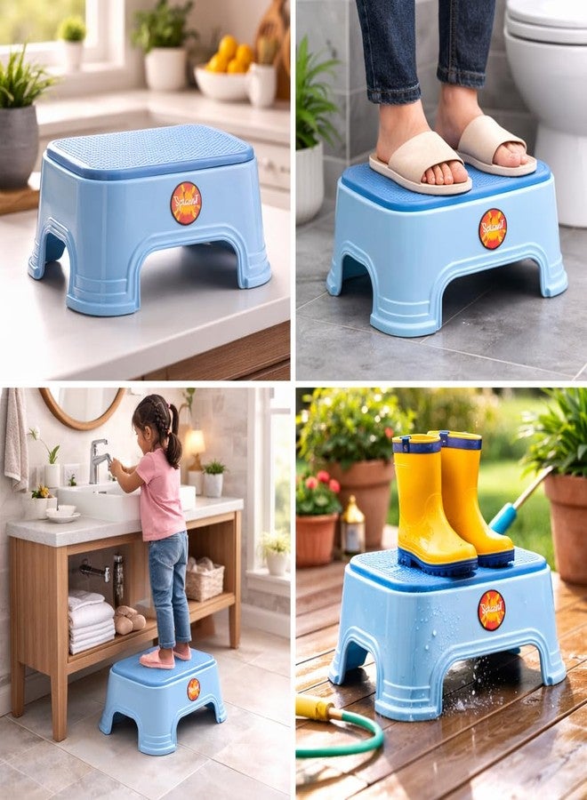 DTR Creation Plastic Step Stool for Kids & Adults (Blue) | Anti-Skid Bathroom Stool | Strong & Durable Multipurpose Foot Stool for Kitchen, Wash Basin & Toilet | Approx. 14 x 10 x 5.5 Inch - Image 2