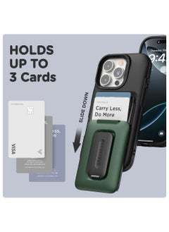 VRS Design D-Wallet Orb iPhone 16 Pro MAX Case Cover Wallet [3 Card] Credit Holder Slot [Semi Automatic] Built-in [Kickstand] - Metallic Green  - Image 3