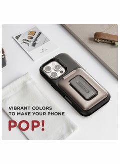 VRS Design D-Wallet Orb iPhone 16 Pro MAX Case Cover Wallet [3 Card] Credit Holder Slot [Semi Automatic] Built-in [Kickstand] - Metallic Green  - Image 5