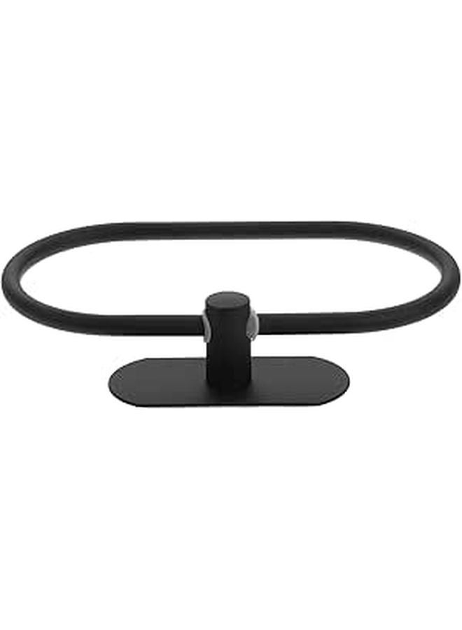 Stainless Steel Wall Mounted Towel Holder Set With Hook Black Non Drill Installation - Image 1