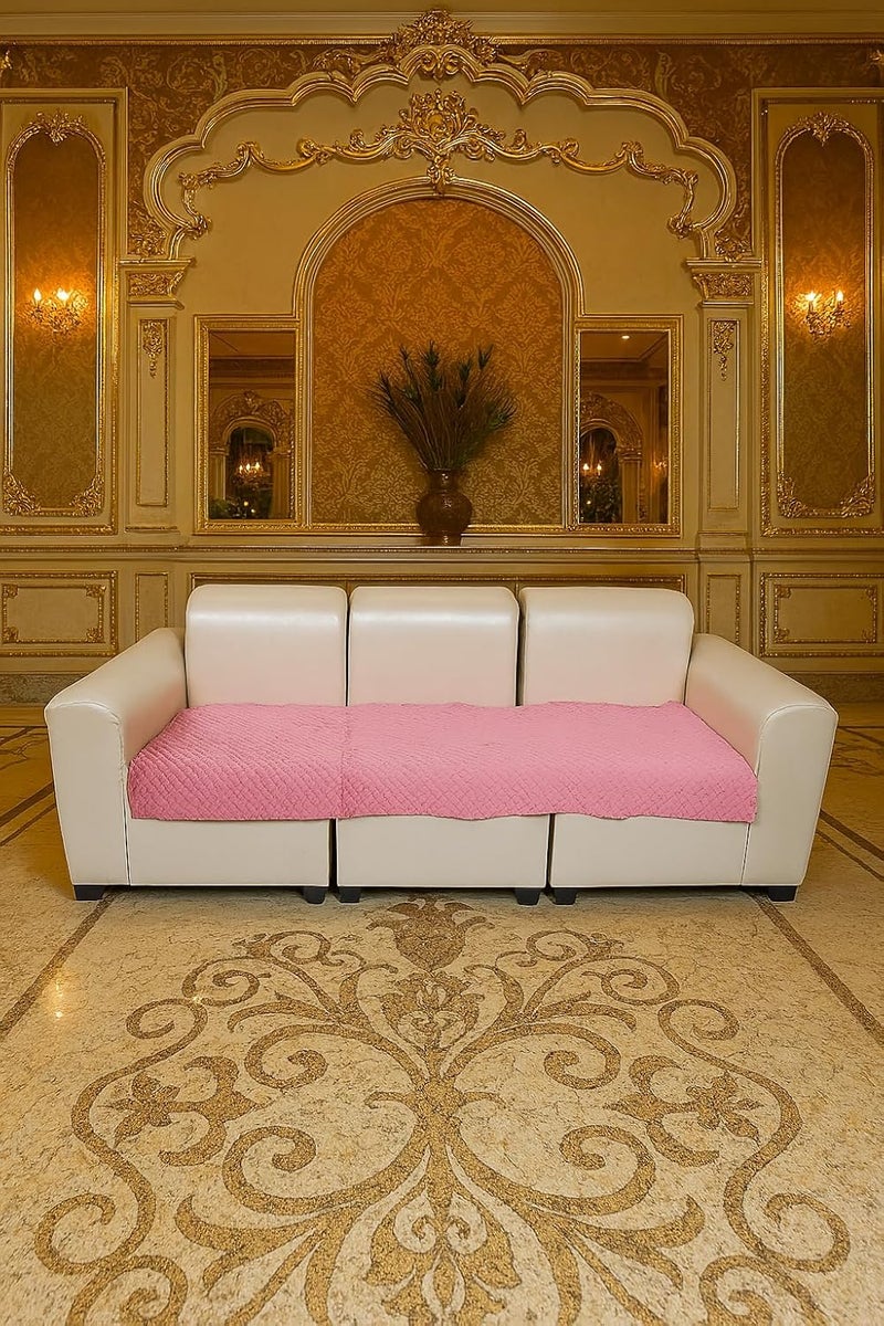 KINGLY Velvet Quilted Universal Armrest Sofa Cover – Non-Slip, Washable Couch Arm Protector for Daily Use (Baker-Miller Pink, 1pc – 23x27) - Image 1