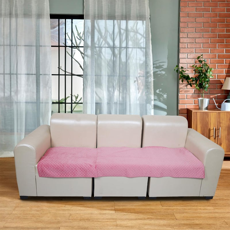 KINGLY Velvet Quilted Universal Armrest Sofa Cover – Non-Slip, Washable Couch Arm Protector for Daily Use (Baker-Miller Pink, 1pc – 23x27) - Image 2