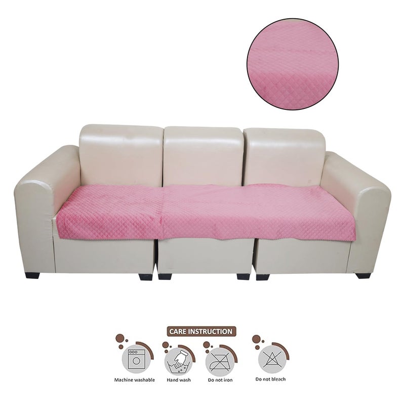 KINGLY Velvet Quilted Universal Armrest Sofa Cover – Non-Slip, Washable Couch Arm Protector for Daily Use (Baker-Miller Pink, 1pc – 23x27) - Image 3