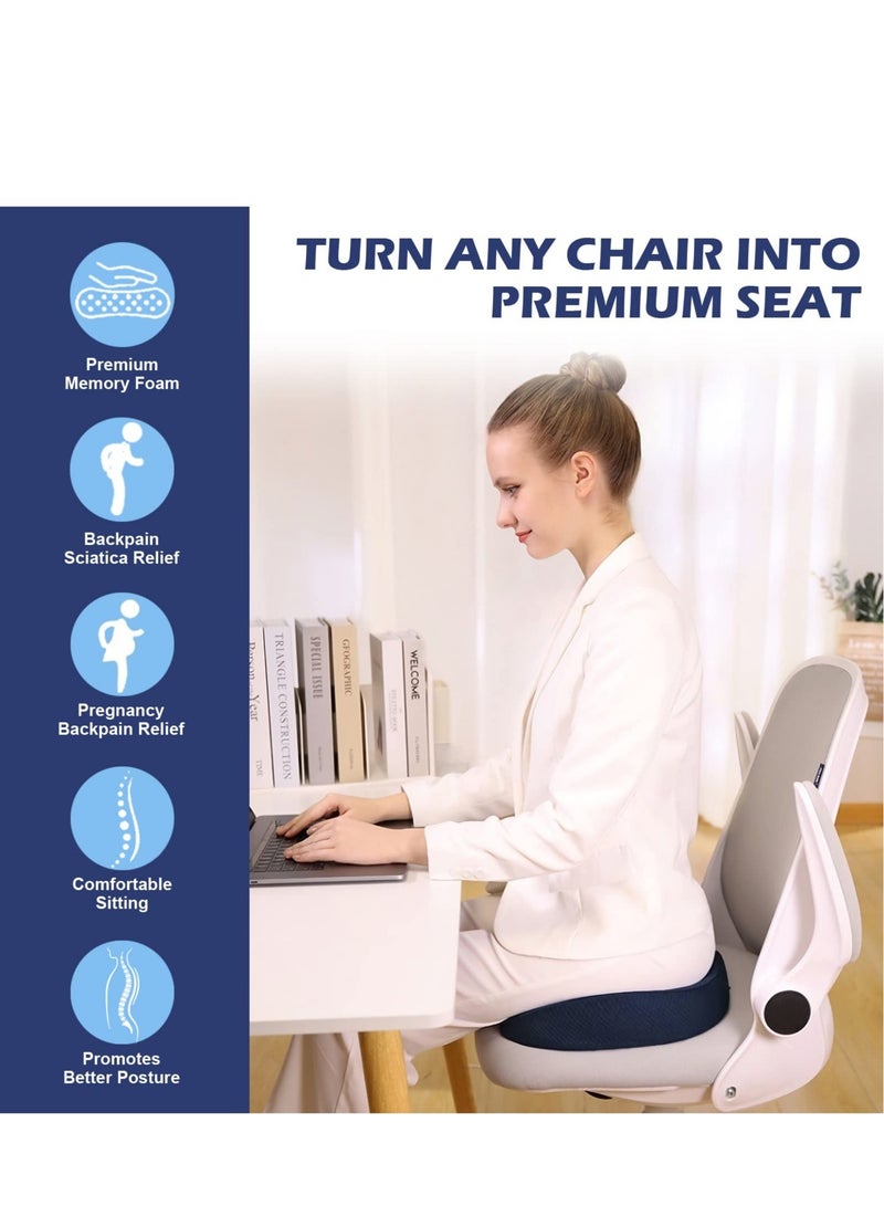 SOLARAE Seat Cushion Office Chair Cushions, Premium Memory Foam Chair Cushion, Adjustable Non-Slip Coccyx Cushion, Sciatica Pillow for Sitting Tailbone Pain Car Seat Cushions, Blue - Image 5