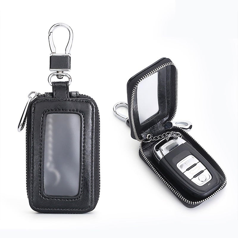 vvag Premium Car Key Fob Case Genuine Leather Car Smart Key fob Holder Automotive Remote Keychain Bag Universal (Black) - Image 5
