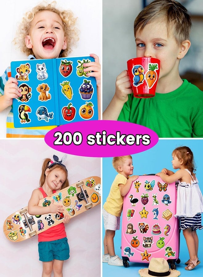 JCFIRE 200PCS Stickers for Kids, Mixed Waterproof Cute Animal Vinyl Scrapbook Stickers for Water Bottle, Book, Laptop, Goodie Bags Stuffers Kids Party Favors, Aesthetic Classroom Supplies Must Haves - Image 3