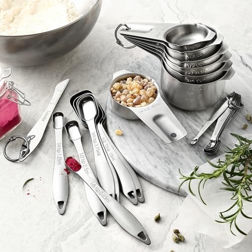 Spring Chef Stainless Steel Measuring Cups & Spoons Set of 20 with Leveler, Nesting 7 Metal Measuring Cups & 13 Spoons for Dry & Liquid Ingredients, Dishwasher Safe Kitchen Tools for Cooking & Baking - Image 3