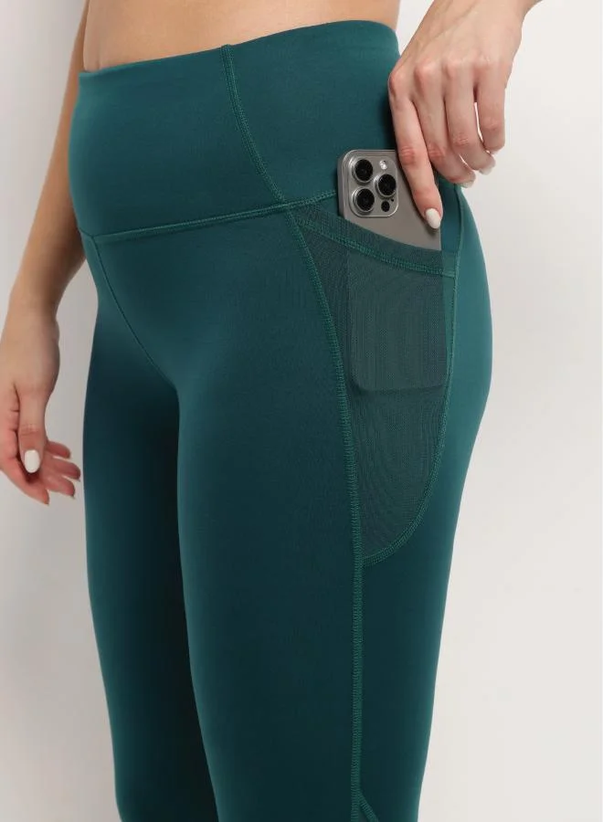 Zaecy  Pocketed ¾ Leggings - Teal for Women | Best Price UAE