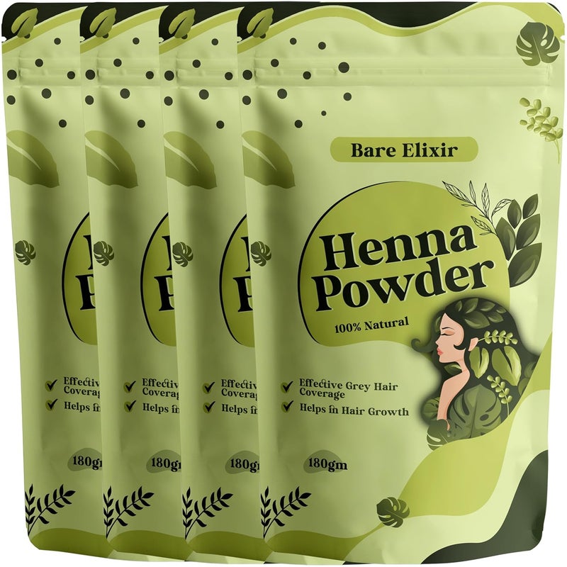Bare Elixir 100 Natural Organic Henna Powder for Hair 180g Promotes Hair Growth Effective Grey Hair Coverage Deep Conditioning Nourishment ChemicalFree Safe for All Hair Types - Image 1