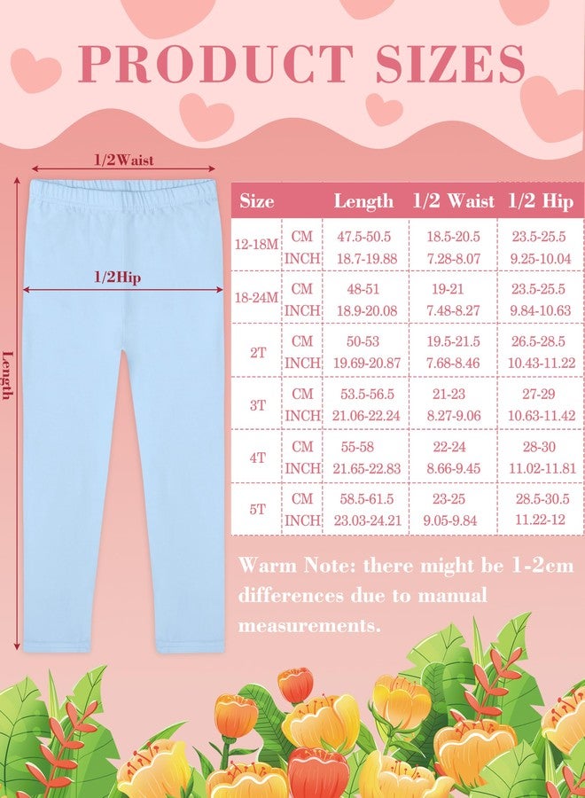 FEQO 5 Pack Toddler Girls Cotton Leggings Pants Full Length Basic Leggings Stretchy Leggings Tight Pants, Candy Colors, 3T - Image 2