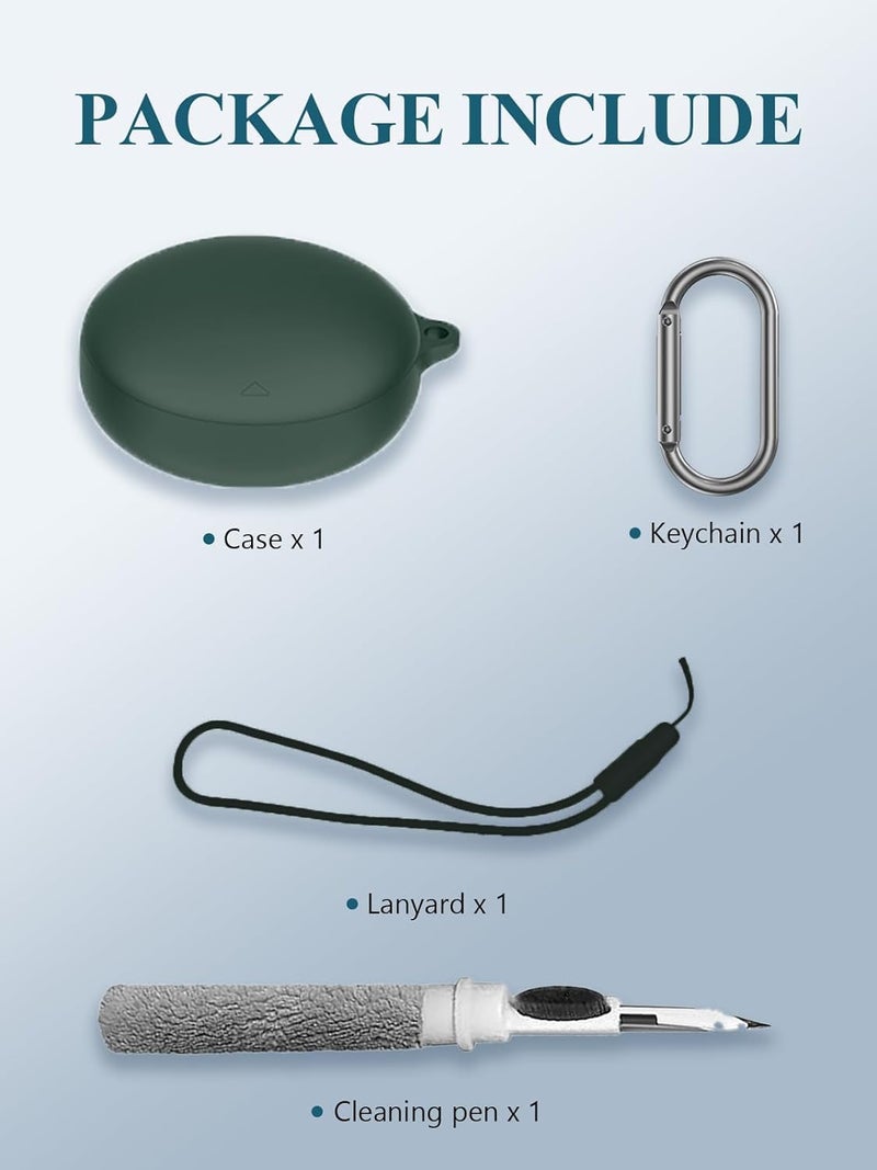 WUNIAK for Soundcore by Anker Sleep A20 Case Cover, Soft Silicone Protective Portable Scratch Shock Resistant Compatible with Anker Soundcore A20 Shell with Cleaner Kit & Carabiner & Lanyard，Green. - Image 2