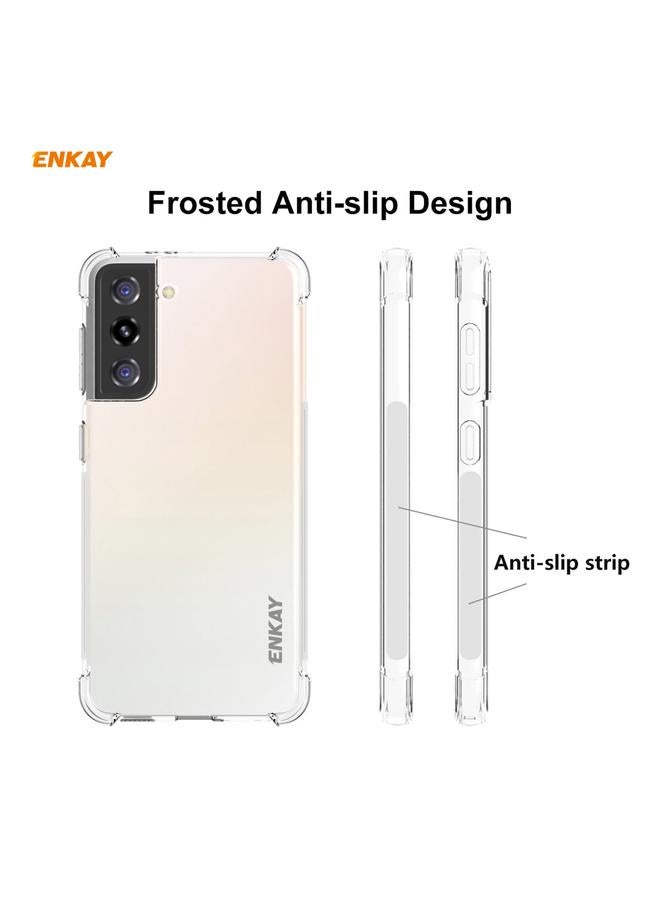 ENKAY Case For Samsung Galaxy S21 5G Hat-Prince Clear TPU Shockproof Case Soft Anti-slip Cover + 0.26mm 9H 2.5D Full Glue Full Coverage Tempered Glass Protector Film Support Fingerprint Unlock - Image 5
