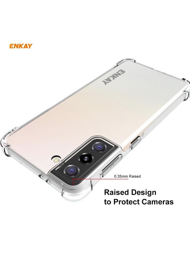 ENKAY Case For Samsung Galaxy S21 5G Hat-Prince Clear TPU Shockproof Case Soft Anti-slip Cover + 0.26mm 9H 2.5D Full Glue Full Coverage Tempered Glass Protector Film Support Fingerprint Unlock - Image 4