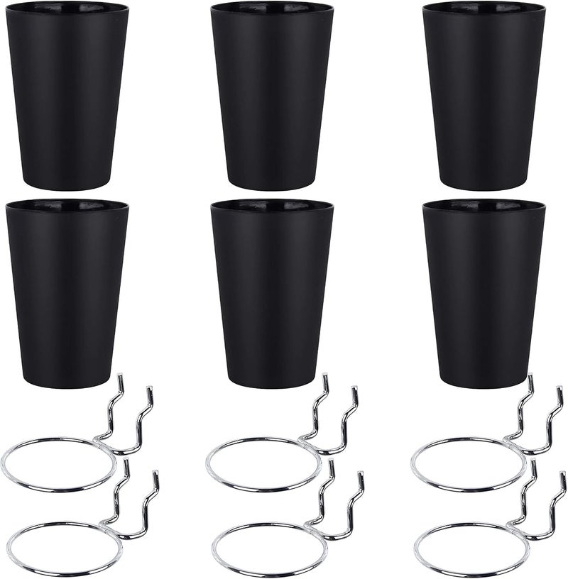 Kuhome 6 Set Ring Style Pegboard Hooks with Pegboard Cups, Black, Stainless Steel & Plastic, Ideal for Craft Room, Work Bench, Garage - Image 3
