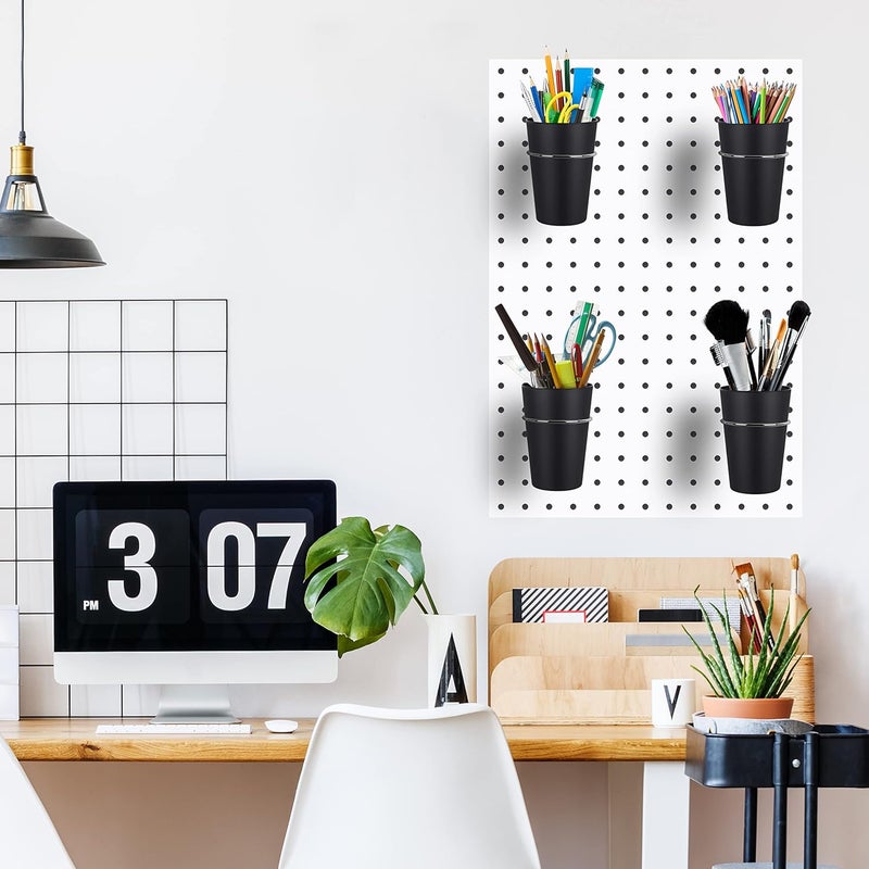 Kuhome 6 Set Ring Style Pegboard Hooks with Pegboard Cups, Black, Stainless Steel & Plastic, Ideal for Craft Room, Work Bench, Garage - Image 5