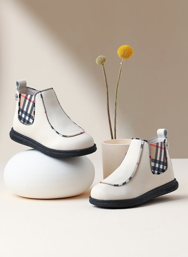 Taranis Taranis Children's Shoes Beige CheckMate Boots Gingham Leather Boots  - Image 1