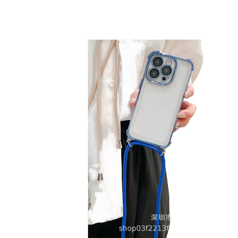 MS غطاء واقي بTPU لـ iPhone 14 / 14 Plus / 14 Pro / 14 Pro Max مع حماية من السقوط وحبل تعليق مع مقاوم للصدمات مع مطلي بالكهرباء مع عبر الجسم باللون Space Shell من مادة TPU - Image 3