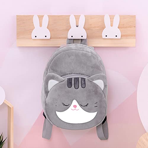 Frantic Kids Soft Cartoon Animal Travelling School Bag Soft Plush Standard 2 Compartment Backpack S Boys Girls Baby For 2 To 5 Years Baby/Boys/Girls Nursery, Preschool, Picnic(Greycat), 10 Liter - Image 2
