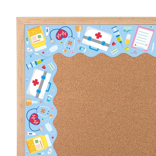MOUNMDA 72 Feet Healthcare Workers Nurse Bulletin Board Borders for Doctor Appreciation Week Nurse Day Party Decoration Medical Nursing Nurse Graduation School Classroom Hospital Bulletin Board Décor - Image 2