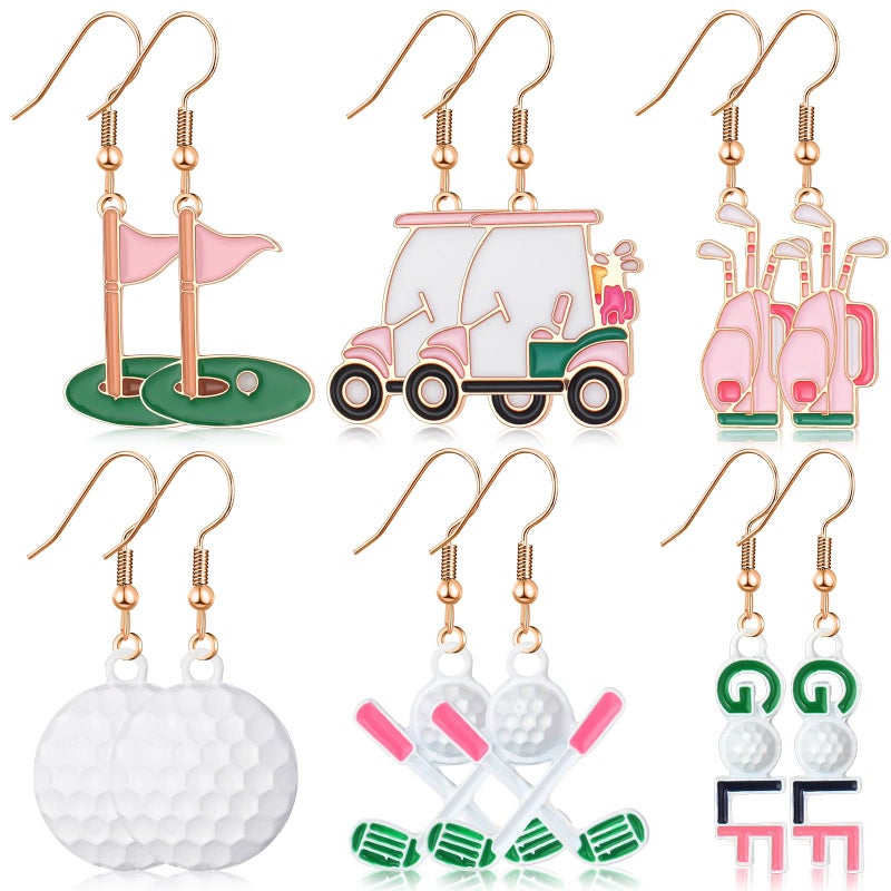 Nosiny 6 Pairs Earrings for Women Jewelry Baseball Softball Soccer Golf Tennis Sports Game Earrings Tooth Math Teacher Gifts(Golf Ball,Multicolor) - Image 1