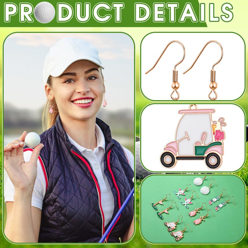 Nosiny 6 Pairs Earrings for Women Jewelry Baseball Softball Soccer Golf Tennis Sports Game Earrings Tooth Math Teacher Gifts(Golf Ball,Multicolor) - Image 3