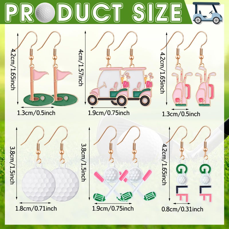 Nosiny 6 Pairs Earrings for Women Jewelry Baseball Softball Soccer Golf Tennis Sports Game Earrings Tooth Math Teacher Gifts(Golf Ball,Multicolor) - Image 2