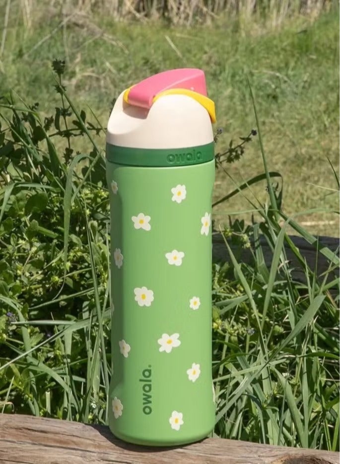 Owala Freesip Insulated Stainless Steel Water Bottle With Straw For Sports And Travel, Bpa-Free, LIMITED EDITION Darling Daisy 24OZ - Image 1