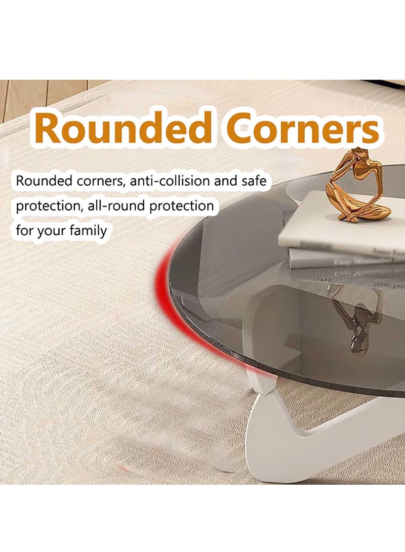 XiuWoo Round Coffee Table, Circle Tempered Glass Cafe Table, Coffee Tables For Living Room, Middle Tea Table With Glass Top And Wood Legs, Modern Accent Table Center Table Cocktail Table For Bedroom,Gray 70*70*35cm - Image 2