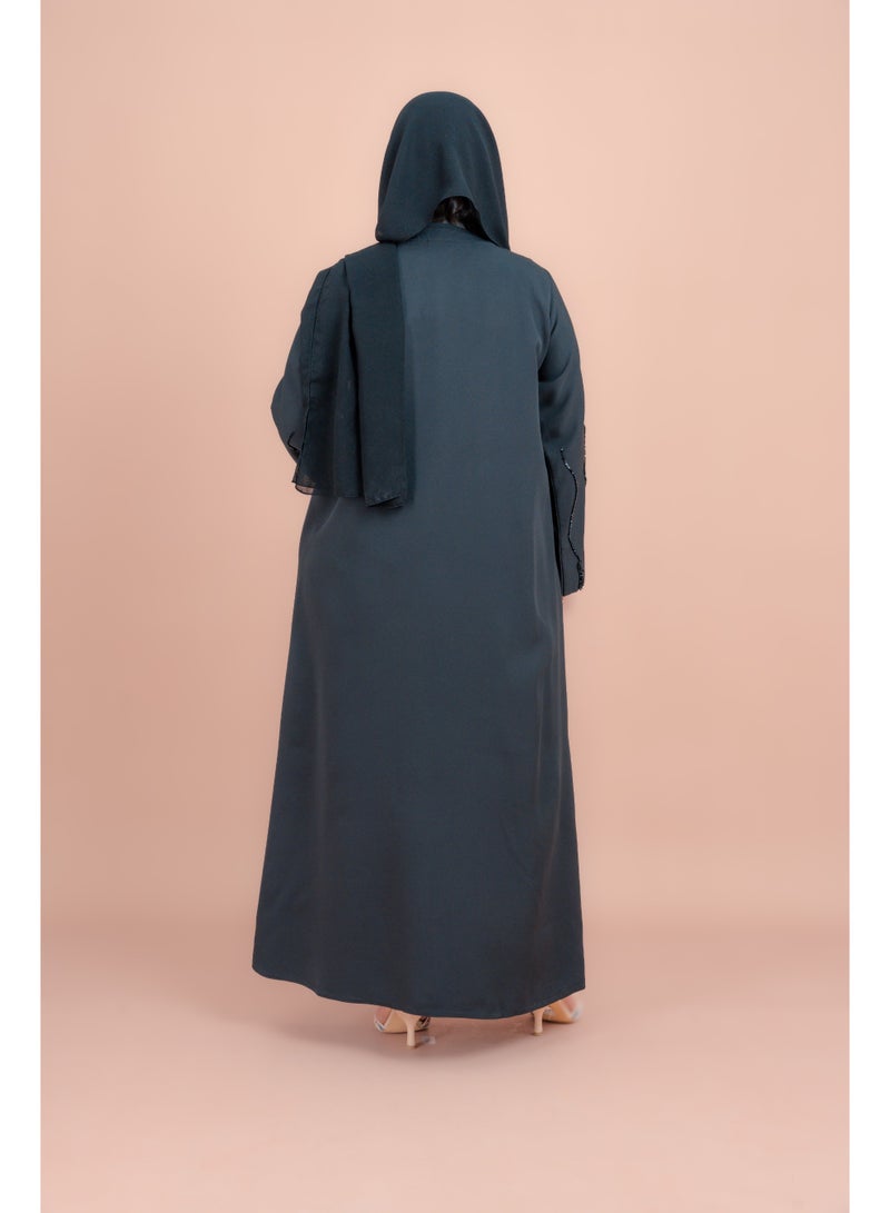 IKKXA Artisan Elegance Handwork Emirati Abaya AIK012 Black - Image 4