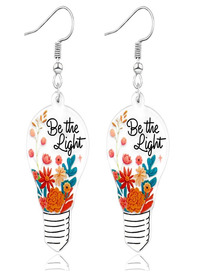 Nanafast Teacher Earrings for Women Acrylic Be the Light Earrings for Teachers Educators Appreciation Jewelry Back to Study Teacher Gifts Light - Image 1
